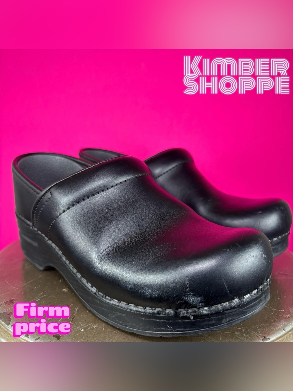 Dansko Professional Black Leather Clog EU 37 US 6.5-7